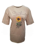 Kuzey Kadın Baskılı Yırtmaçlı Oversize Kadın T-Shirt 301 thumbnail 1