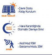 90W SOLAR SOKAK LAMBASI GÜNEŞ ENERJİLİ-3351 - 3