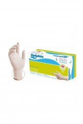 Dolphin Tek Kullanımlık Lateks Beyaz Pudralı Muayne Eldiveni Large Büyük Boy - 100'lü Paket - 2