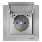 SCHNEİDER ASFORA ALÜMİNYUM KAPAKLI TOPRAKLI PRİZ (ÇERÇEVELİ) - 1