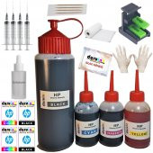 HP 1000 1010 1050 (301) KARTUŞ DOLUM SETİ 500ML SİYAH+3X100ML RENKLİ - 1