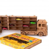 ToruToys  84 Parça Ahşap Oyuncak Araba Rafı - 1