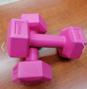 Russet Plastik Kaplı İçi Kum Dambıl Cosfer Pembe Renk 2x1KG thumbnail 2