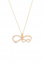 925 Ayar Gümüş Zirkon Taşlı Sonsuzluk Tasarım Kolye - 3