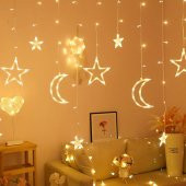 Schulzz Solar Güneş Enerjili 8 Modlu 5 Metre Ay Yıldızlı Bahçe Aydınlatma - 1