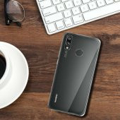 Huawei P20 Lite Kılıf Şeffaf Silikon Kılıf + Temperli Cam - 5