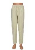 Lastikli Erkek Keten Pantolon Krem Renk - 11