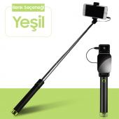 Ally Universal İOS Android Aynalı Tuşlu Selfie Çubuğu-YEŞİL - 1