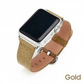 Ally Apple Watch İçin 1,2,3, 38mm Deri İnce Sim İşlemeli Kordon Kayış - 1