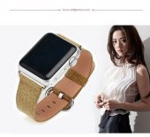 Ally Apple Watch İçin 1,2,3, 38mm Deri İnce Sim İşlemeli Kordon Kayış - 3