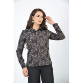SORALLİNE KADIN BLUZ 4198 SİYAH DİJİTAL BASKILI MEVSİMLİK ÜRÜN - 1