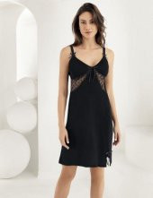 Şahinler Bayan Dantelli İp Askılı Kısa Gecelik Siyah B1010 thumbnail 1