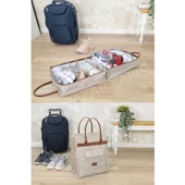 Deri Kulplu Ayakkabı Seyehat Çantası Bej thumbnail 1