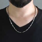 Nipora Silver Renk 55 cm 317L Çelik Singapur Erkek Zincir Kolye - 1