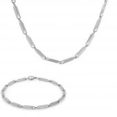 Nipora Silver Renk 317L Çelik Singapur Erkek Zincir Kolye & Bileklik Kombini - 1