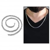 Nipora Silver Renk Kalınlık 5 mm 317L Çelik Erkek Kral Zincir Kolye - 2