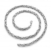 Nipora Silver Renk Kalınlık 5 mm 317L Çelik Erkek Kral Zincir Kolye - 3