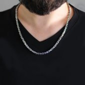 Nipora Silver Renk Kalınlık 5 mm 317L Çelik Erkek Kral Zincir Kolye - 7
