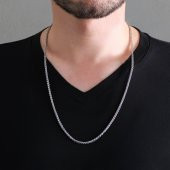 Nipora Modern Tasarım Silver Renk Çelik Erkek Zincir Kolye - 5
