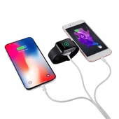 Fuchsia 3 in 1 Lightning-Type-C-Wireless USB Şarj Kablosu thumbnail 3