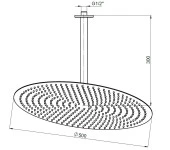 GPD Ankastre Duş Başlığı Oval Slim Metal Ø50 cm ADS26 - 2