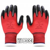 POLYESTER NİTRİL ELDİEN KIRMIZI SİYAH MAXSAFETY - 1