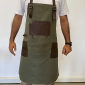 Şef, Barista, Atölye Önlüğü, Deri Detay Önlük - 7