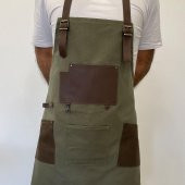 Şef, Barista, Atölye Önlüğü, Deri Detay Önlük - 9