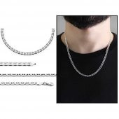 Nipora 925 Ayar Gümüş 50 cm 120 Mikron Barlı Erkek Zincir Kolye - 6
