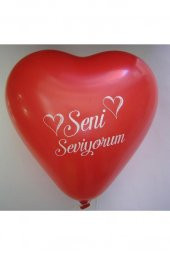 Beysüs 12 Adet Kırmızı Kalpli Seni Seviyorum Baskılı Balon Helyumla Uçan - 2