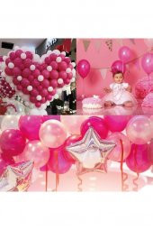 Beysüs 15li Metalik Fuşya Koyu Pembe Vişne Çürüğü Mürdüm Balon - 3