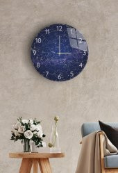 Çap 27 cm Gökyüzü Haritası Dekoratif Cam Saat - 1