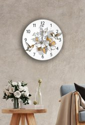 Çap 27 cm Altın Kuş Dekoratif Cam Saat - 1