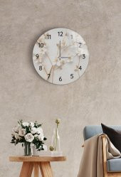 Çap 27 cm Yapay Güller Dekoratif Cam Saat - 1