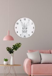 Çap 27 cm Tavşan Dekoratif Cam Duvar Saati - 1