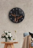 Çap 27 cm Bronz El Dekoratif Cam Duvar Saati - 1