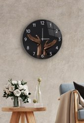 Çap 27 cm Bronz El Dekoratif Cam Duvar Saati - 1