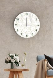 Çap 27 cm Fraktal Çizgi Dekoratif Cam Duvar Saati - 1