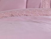 Fransız Dantelli Wave Çeyizlik Nevresim Takımı Pudra - 4