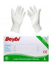 Dolphin Tek Kullanımlık Lateks Beyaz Pudralı Large ( L ) Muayne Eldiveni - 5 Adet 100'lü Paket - 4