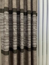 Keten Zemin Batik Desen 1/2,50 Pile Fon Perde   Kahverengi 80 x 270 - 2