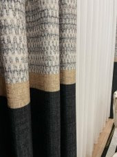 Keten Zemin Batik Desen 1/2,50 Pile Fon Perde   Siyah 90 x 260 - 2