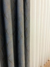 Blackout Karartma Zemin Baskılı Modern Çizgili Desen 1/2,50 Pile Fon Perde Gri 100 x 270 - 4