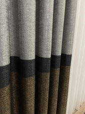 Keten Zemin Ekose Desen 1/2,50 Pile Fon Perde  Kahverengi 80 x 270 - 3