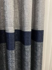 Keten Zemin Ekose Desen 1/2,50 Pile Fon Perde  Lacivert 80 x 260 - 3