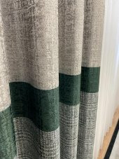Keten Zemin Ekose Desen 1/2,50 Pile Fon Perde Yeşil 70 x 260 - 2