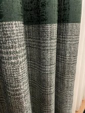 Keten Zemin Ekose Desen 1/2,50 Pile Fon Perde Yeşil 70 x 260 - 3