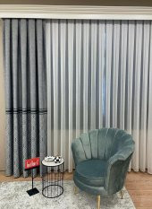 Blackout Karartma Zemin Baskılı Damask Desen 1/2,50 Pile Fon Perde  Gri 80 x 270 - 1