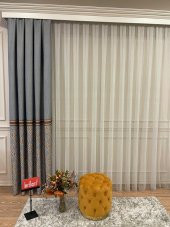 Blackout Karartma Zemin Baskılı Damask Desen 1/2,50 Pile Fon Perde  Hardal 90 x 260 - 1