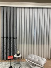 Blackout Karartma Zemin Baskılı Damask Desen 1/2,50 Pile Fon Perde Siyah 100 x 260 - 2